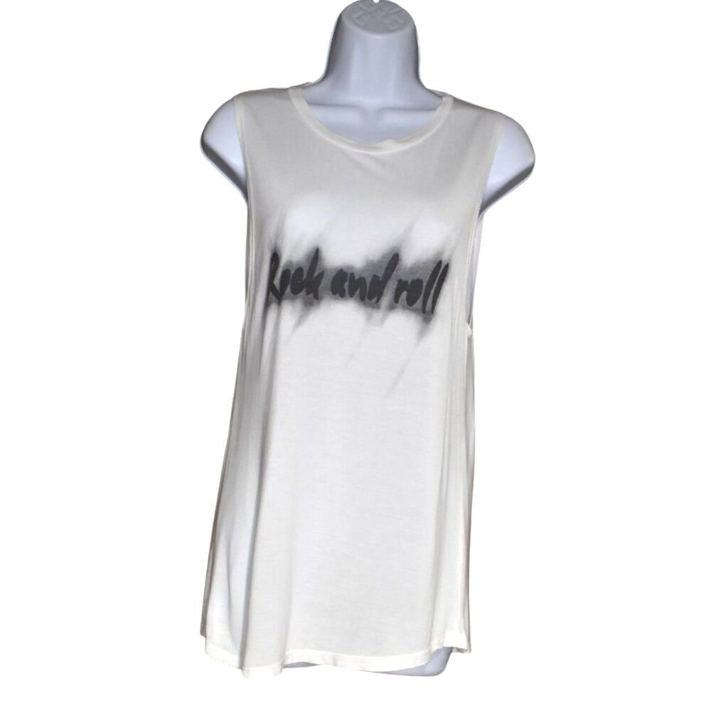 Haute Hippie Muscle Tee Rock And Roll Sleeveless T Shirt Size XS White Tank Top